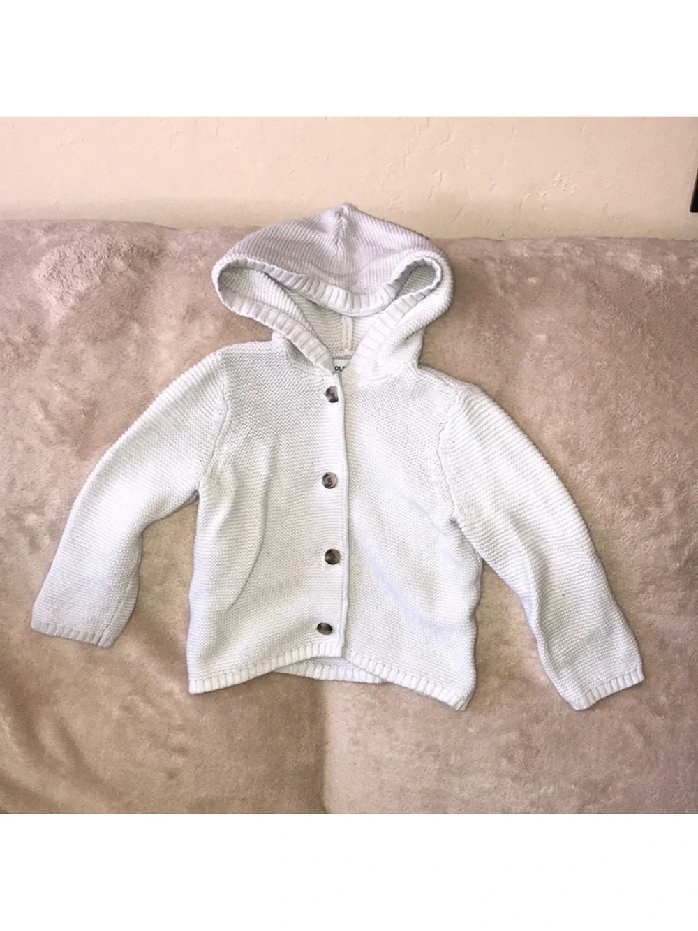 Old navy 18-24 months white Hooded Knit jacket button front